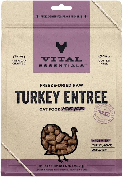 Vital Essentials Cat Food Freeze Dried Turkey Mini Nibs