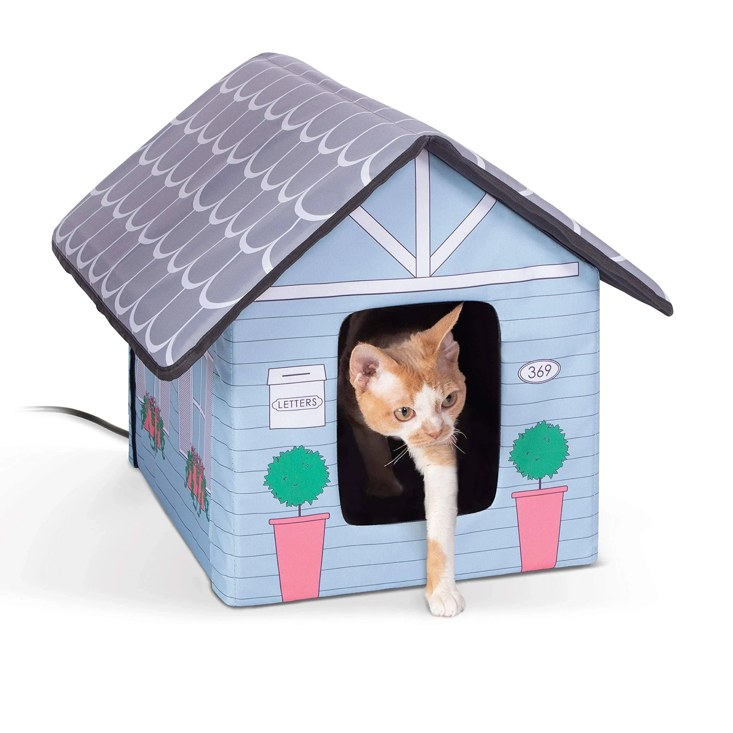 K&H Pet Products Outdoor Heated Kitty House Cat Shelter, Cottage