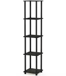 FURINNO Turn-N-Tube 5-Tier Corner Square Rack Display Shelf, Round, Espresso/Black