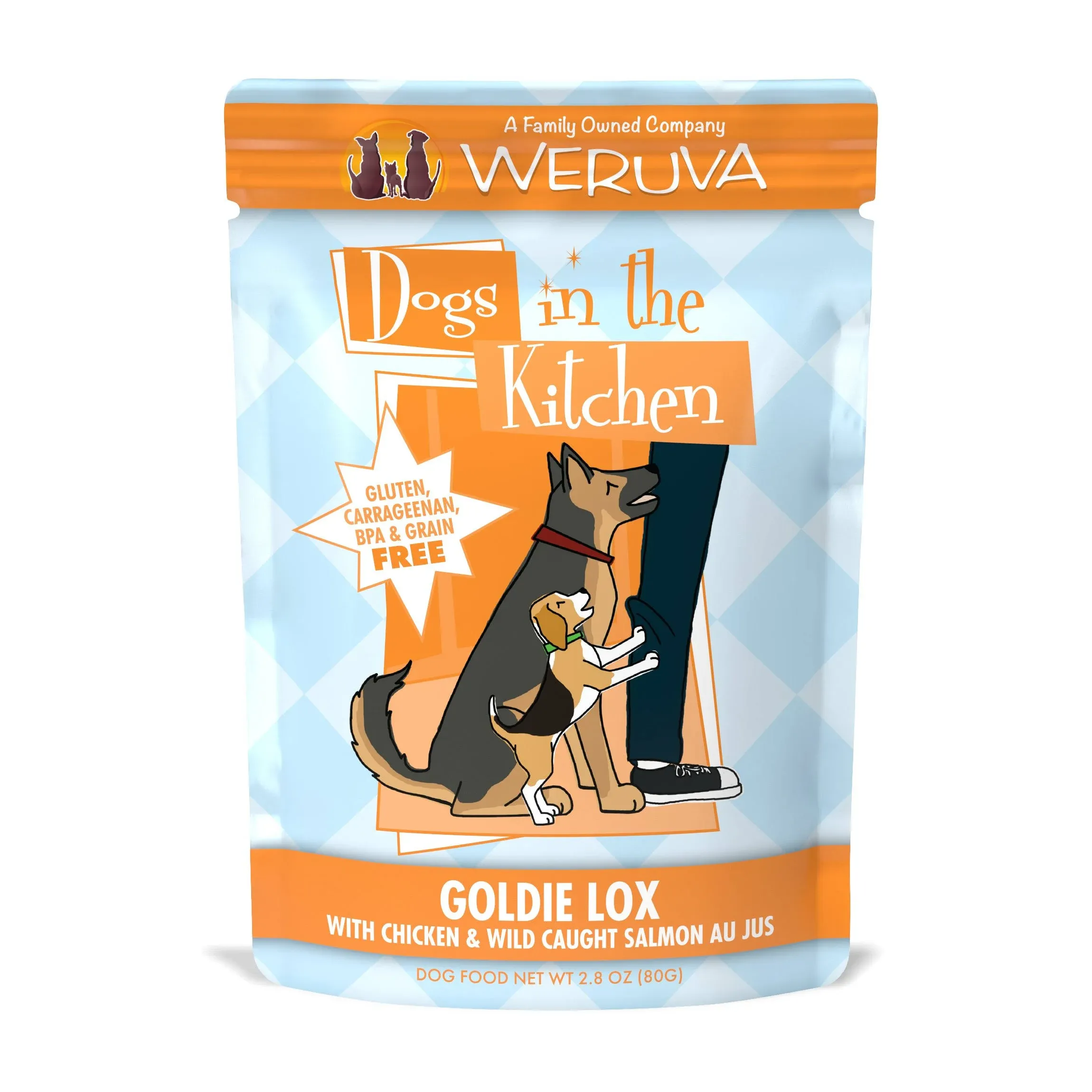 Weruva Dogs in The Kitchen Goldie Lox Grain Free Chicken & Salmon Dog Food Pouches - 2.8 oz, Case of 12