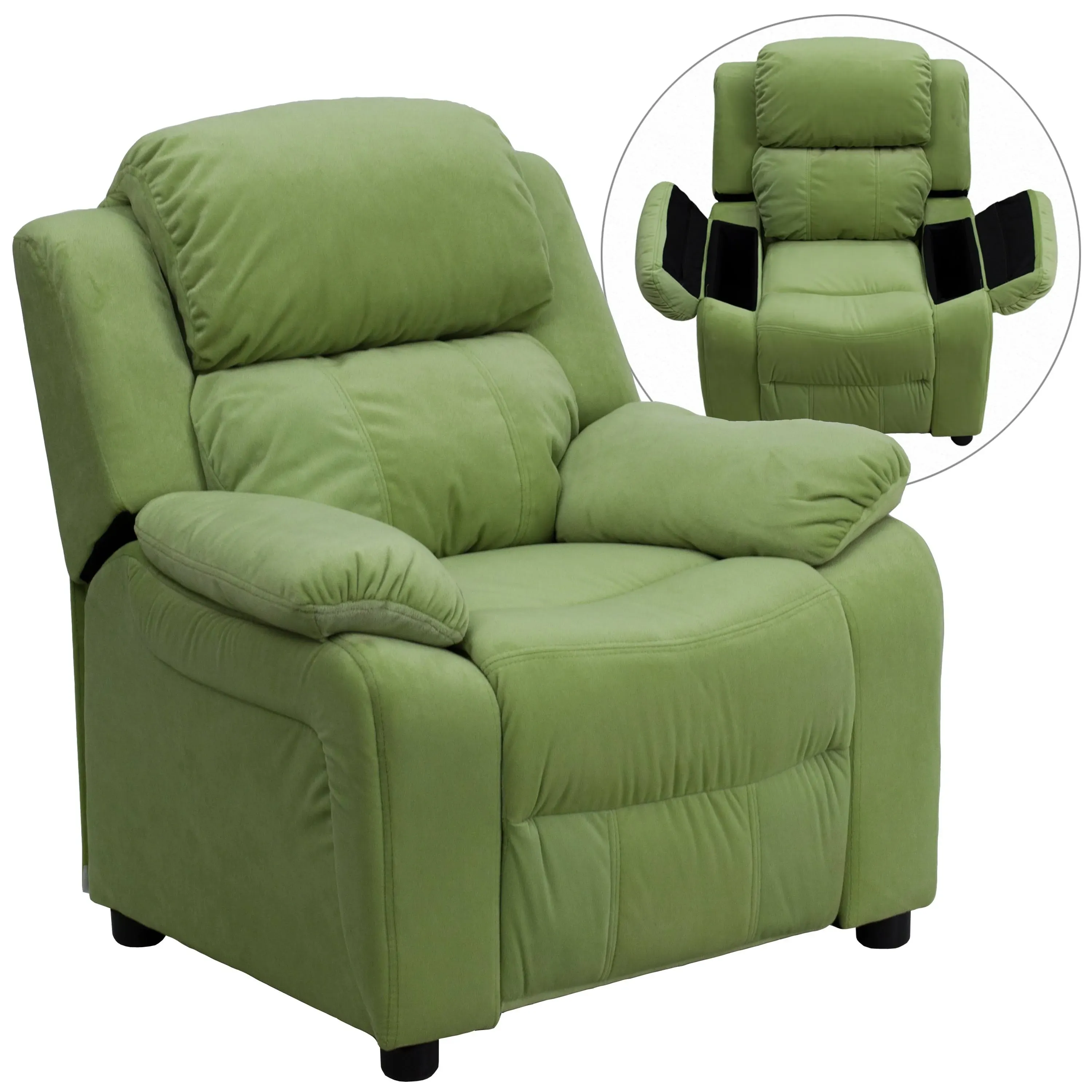 Emma and Oliver Deluxe Padded Kids Recliner with Storage Arms