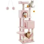 61" Tall Multi-Level Cat Tree with Scratching Posts Jelly Pink