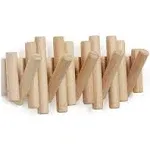 Umbra Picket 5 Hooks, Wall-Mounted Rail, Doubles as Art, Beveled Pine Wood Dowels, Natural Finish