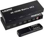 4x2 HDMI Matrix Switch,4 in 2 Out Matrix HDMI Video Switcher Splitter