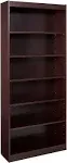 Lorell 6-Shelf 36 x 12 x 84-Inch Panel End Hardwood Veneer Bookcase, Mahogany