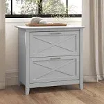 Bush Furniture Key West 30"W x 19-7/8"D Lateral 2-Drawer File Cabinet, Cape Cod Gray, Standard Delivery