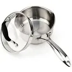 Elegant Tri-Ply Capsule Bottom Sauce Pan with Easy Strainer Glass Lid - 1.5 Qt