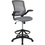 Flash Furniture Mid Back Mesh Ergonomic Drafting Chair with Adjustable Foot Ring and Flip-Up Arms