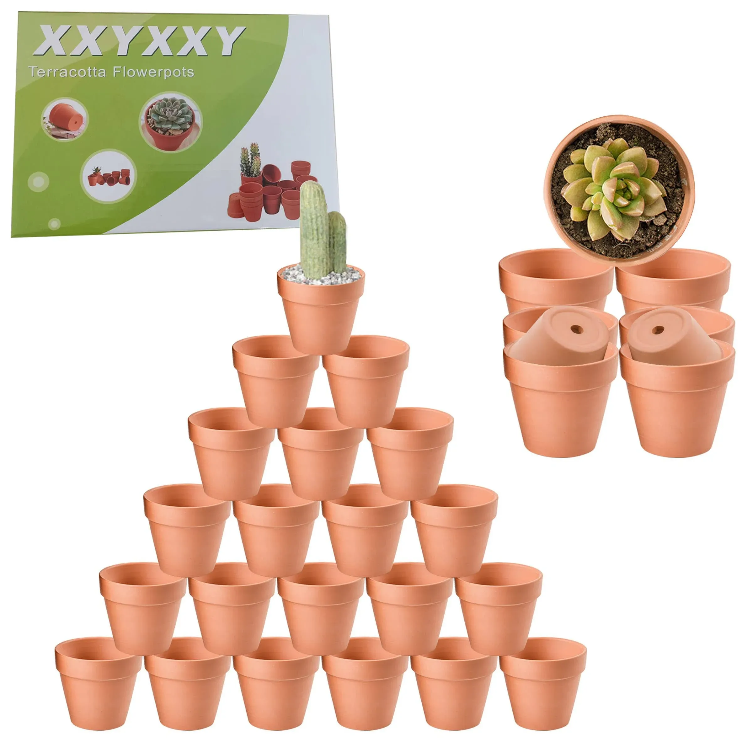 Terra Cotta Pots, 24 Pack 3.15 Inch Mini Clay Pots with Drainage Holes,Cactus Flower Nursery Terracotta Pots for Indoor/Outdoor Succulent Plants, Crafts, Wedding Favor