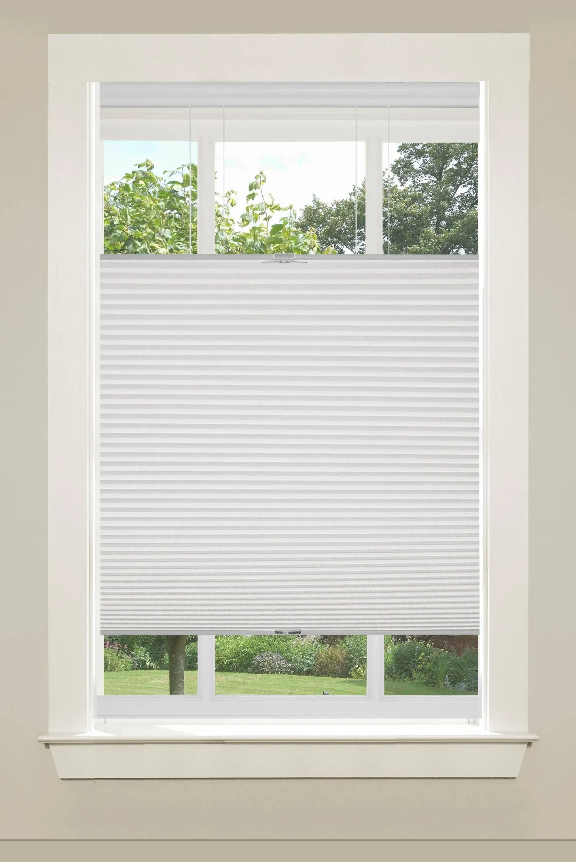 Achim Top Down Bottom Up Indoor Cordless White Polyester Light Filtering Window Cellular Shade, 64" L x 27" W