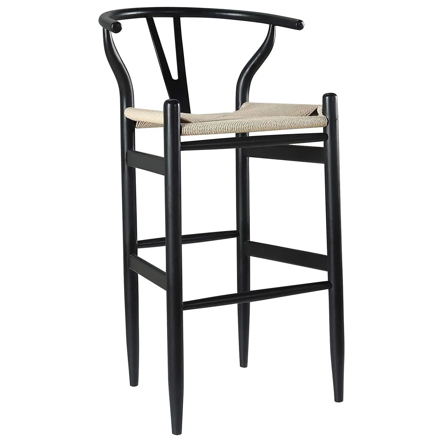 Amazon Brand – Stone & Beam Wishbone Barstool, 42.2"H, Beech Wood, Black / Natural