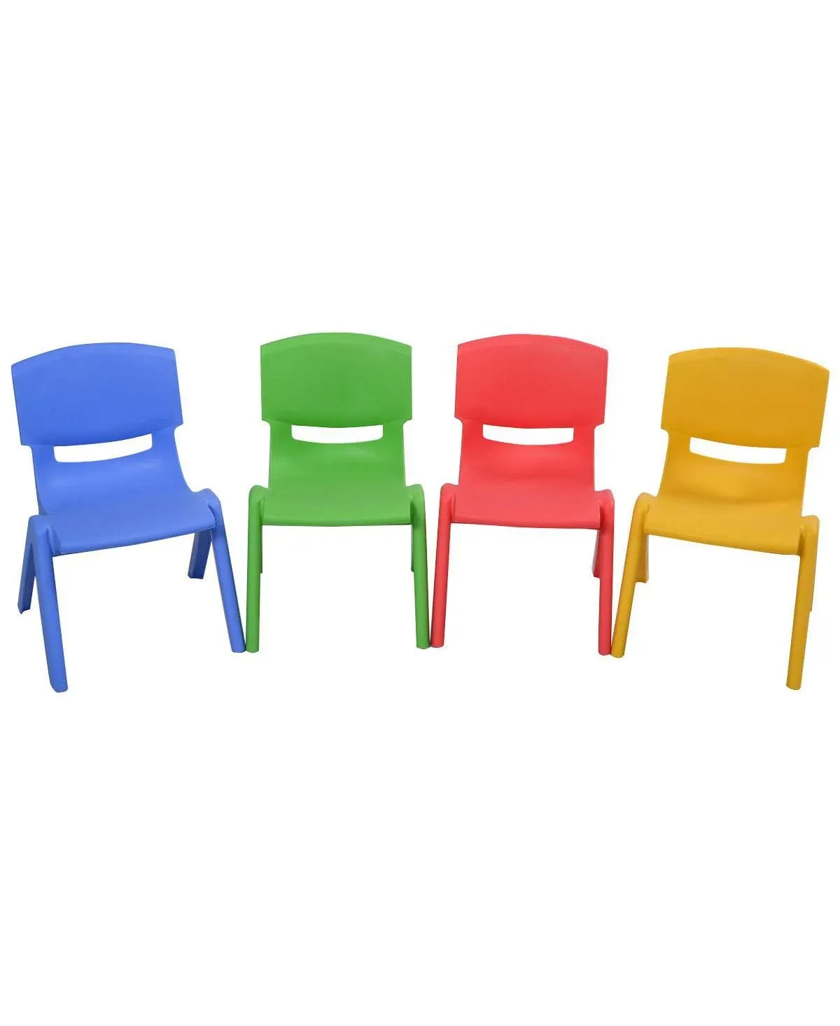 Costway Set of 4 Kids Plastic Chairs Stackable Play and Learn Furniture Colorful