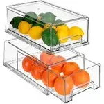 Sorbus Clear Stackable Pull Out Fridge Drawers (2 Pack | Medium)