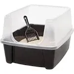 Cat Litter Box, Cat Litter Box with Shield and Litter Scoop, Black