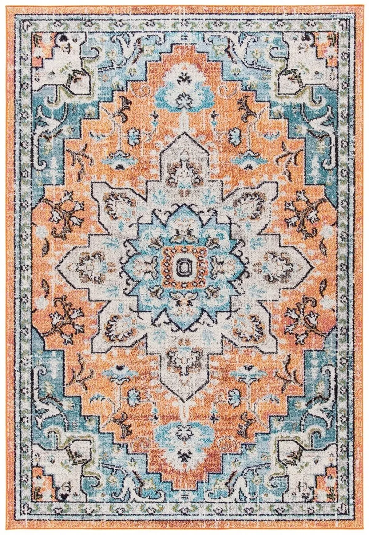 Safavieh Madison Collection MAD473P Orange / Teal Rug - 2' x 8'