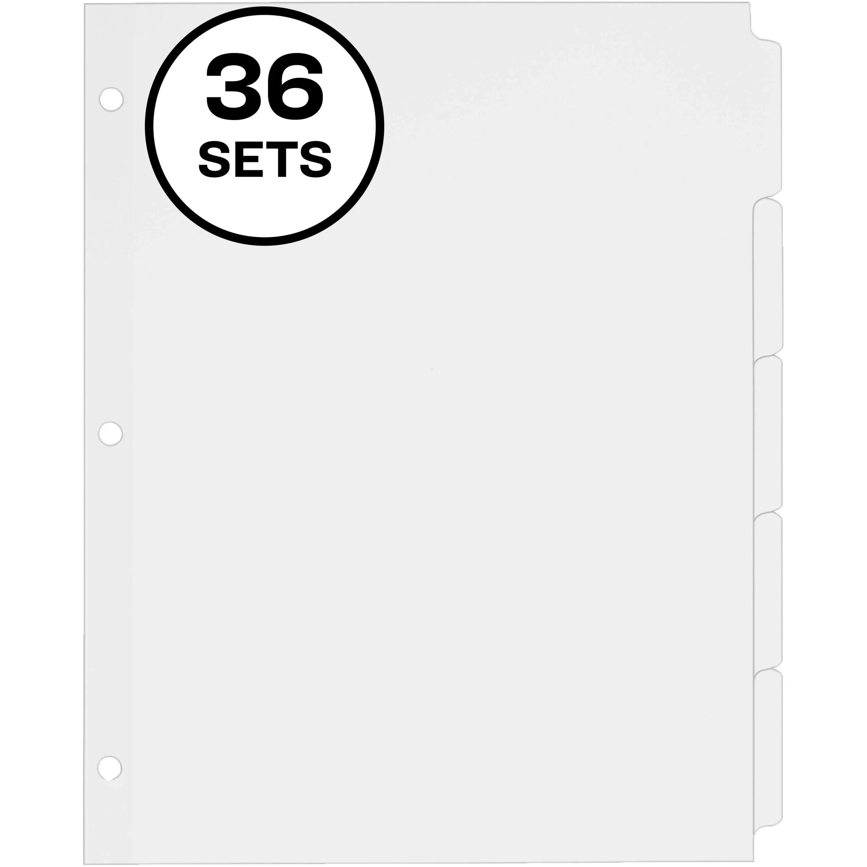 Avery Write-On Plain-Tab Dividers, 5-Tab, White Tab, Letter, 36 Sets