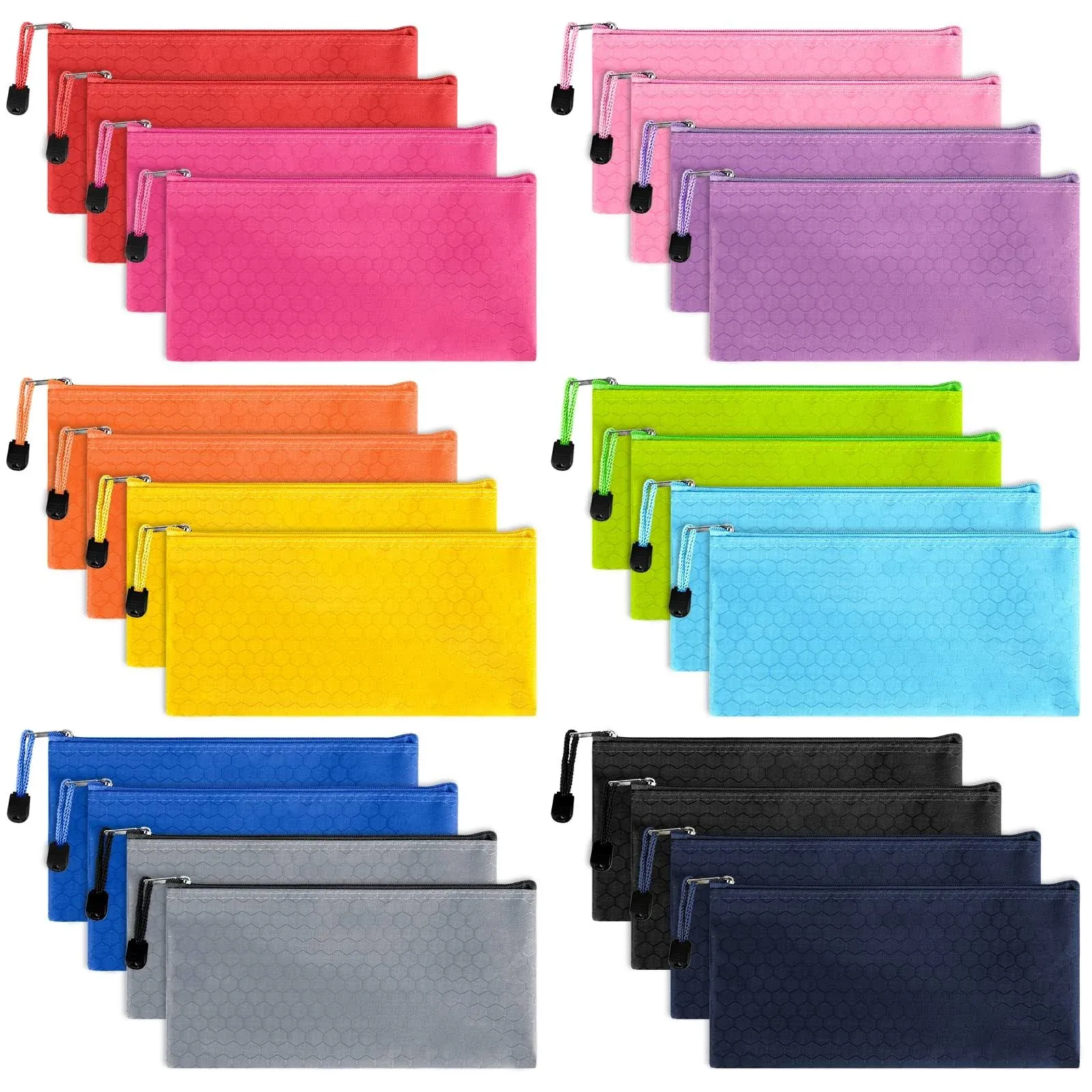 EOOUT 24pcs Zipper Pencil Pouch, Waterproof Zipper File Bag Pen Case, for Office ...