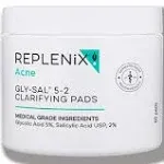 Replenix Gly-Sal Clarifying Acne Pads, Oil Free Medical-Grade Exfoliating Cleansing Wipes with Witch Hazel, Contains Glycolic Acid & Salicylic Acid (60 ct.)