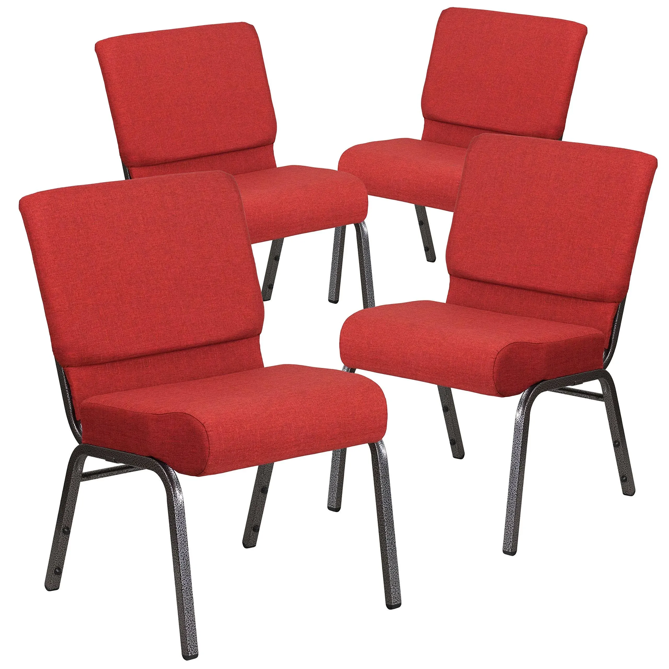 Flash Furniture HERCULES Series Fabric Church Stacking Chair Crimson/Silver Vein