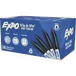 EXPO® Vis-A-Vis Wet-Erase Markers, Fine Marker Point, Black, 36/Box (SAN2134342)