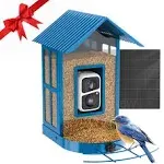  Bird Feeder with Camera Wireless Outdoor,Video Bird Feeder Camera with AI Blue