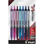 Pilot Precise V5RT Retractable Roller Ball Pen, 0.5mm, Assorted Ink/Barrel, 7/Pack