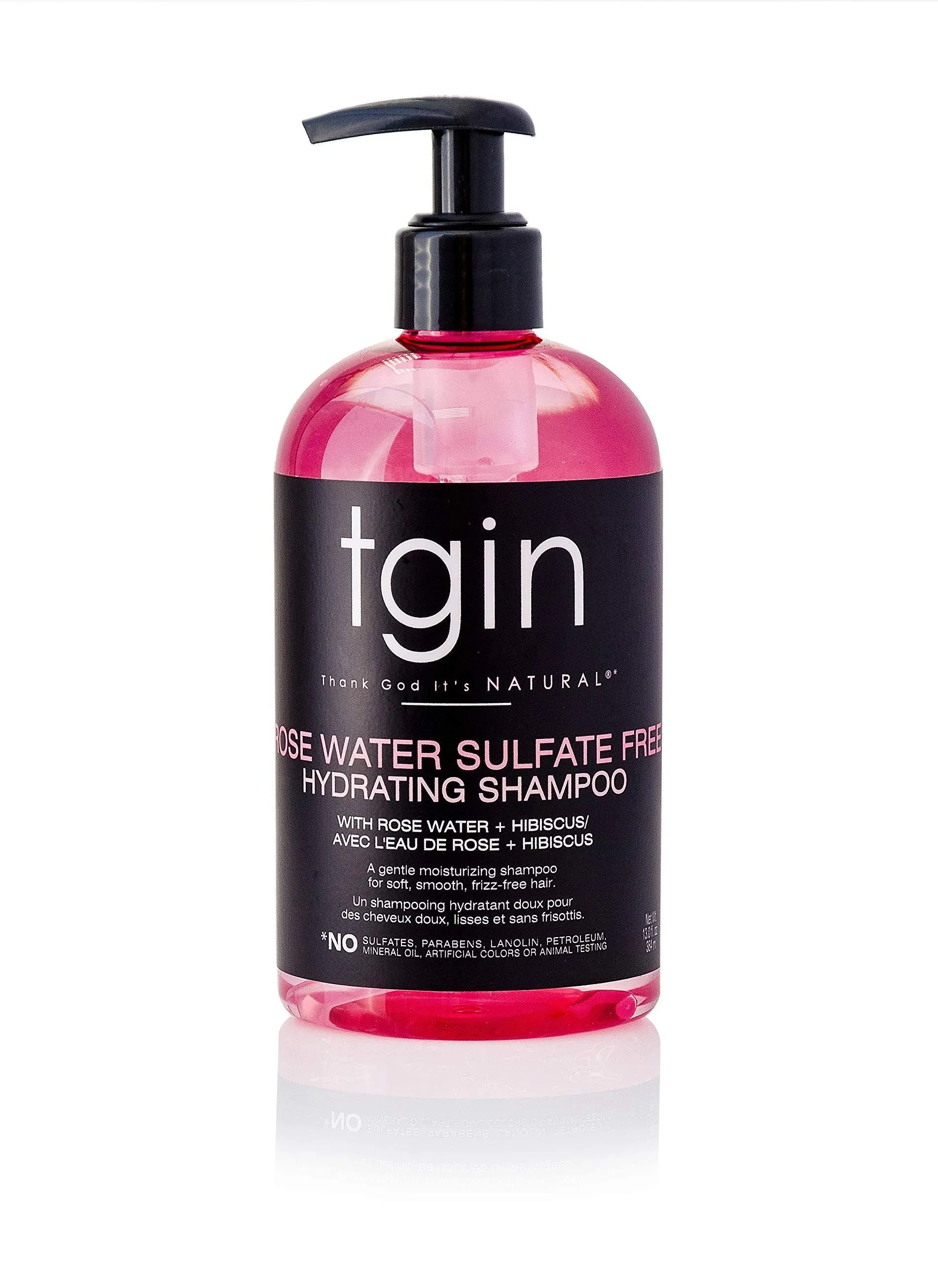 Tgin Rose Water Sulfate-Free Hydrating Shampoo, Full size, 13 oz/ 384 ml.