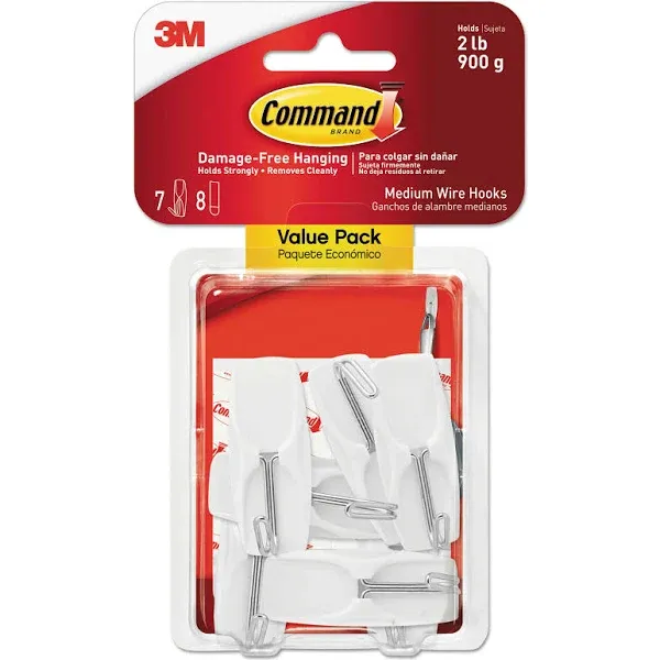 Command Medium Wire Toggle Hooks, Damage Free Hanging Wall Hooks with Adhesive Strips, No Tools Wall Hooks for Hanging Back to School Dorm Organizers, 10 Clear Hooks and 12 Command Strips