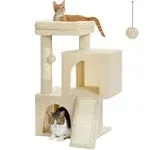 Pawz Road Cat Tree, 30 Inches Cat Tower with Dual Condos for Indoor Cats, All-in-One Cat House with Padded Perch, Scratching Ramp and Posts and