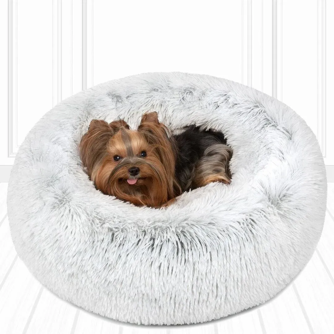 Friends Forever Coco Faux Fur Self Warming Indoor Round Donut Cuddler - Small - Pink