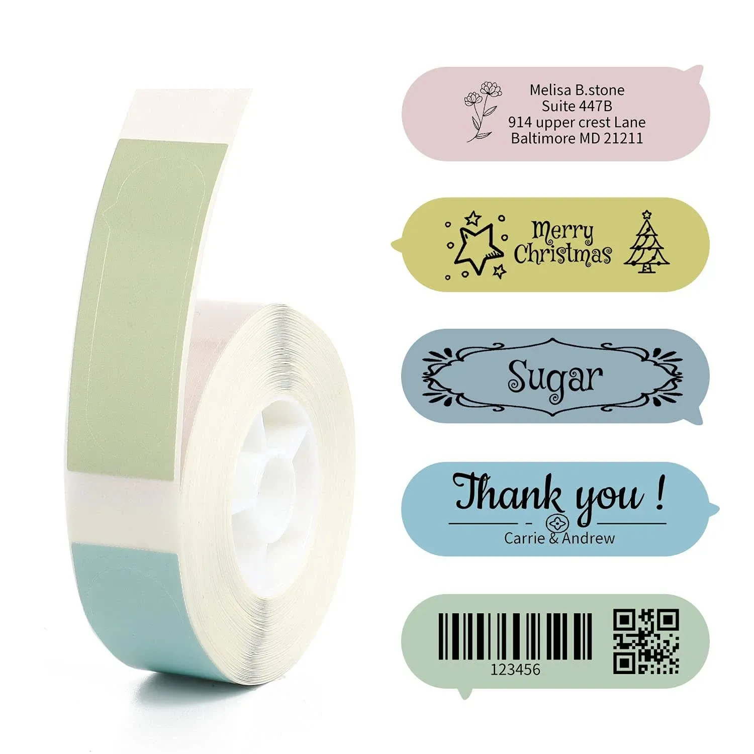 160 Pcs D110/D11/D101 Label Maker Tape Name Bubble Address Waterproof Labels Sticker for Daycare Kids Bottles Mason Jars Spice Food Container Kitchen Pantry Wedding School Supplies-5 Color Bubble