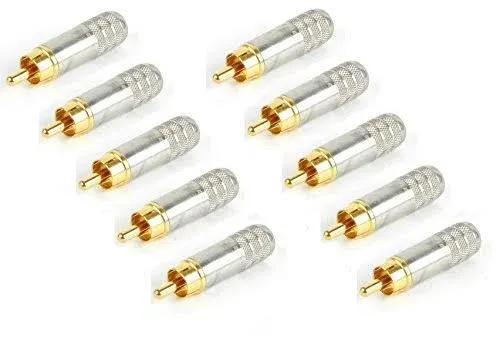 (10 Pack) Switchcraft 3502AAU RCA Male Cable End Nikel/Gold Shielded Solder Type