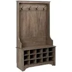 Prepac Wide Hall Tree with Shoe Storage - Drifted Gray