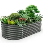 A ANLEOLIFE Galvanized Raised Garden Bed 8x4x2 ft Quartz Grey