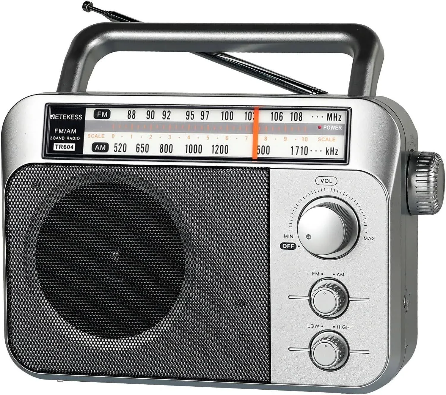 Retekess Tr604 Am FM Radio, Battery Operated Radio Portable, Am FM Radio Plug in Wall, High/Low Tone Mode, Big Speaker, Earphone Jack,for Senior, HOM