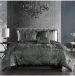 Riverbrook Home Turin Crinkled Velvet Comforter Collection Charcoal Full - Queen