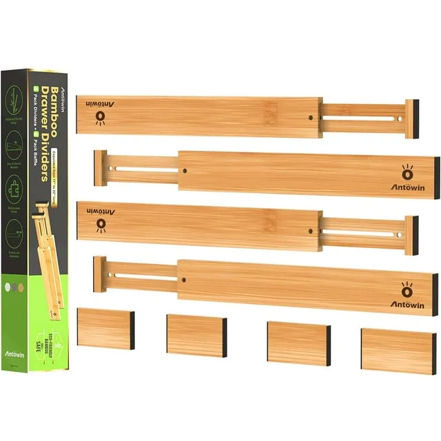 ANTOWIN Bamboo Drawer Dividers Organizers, Drawer Separators Splitter,17-22 inch