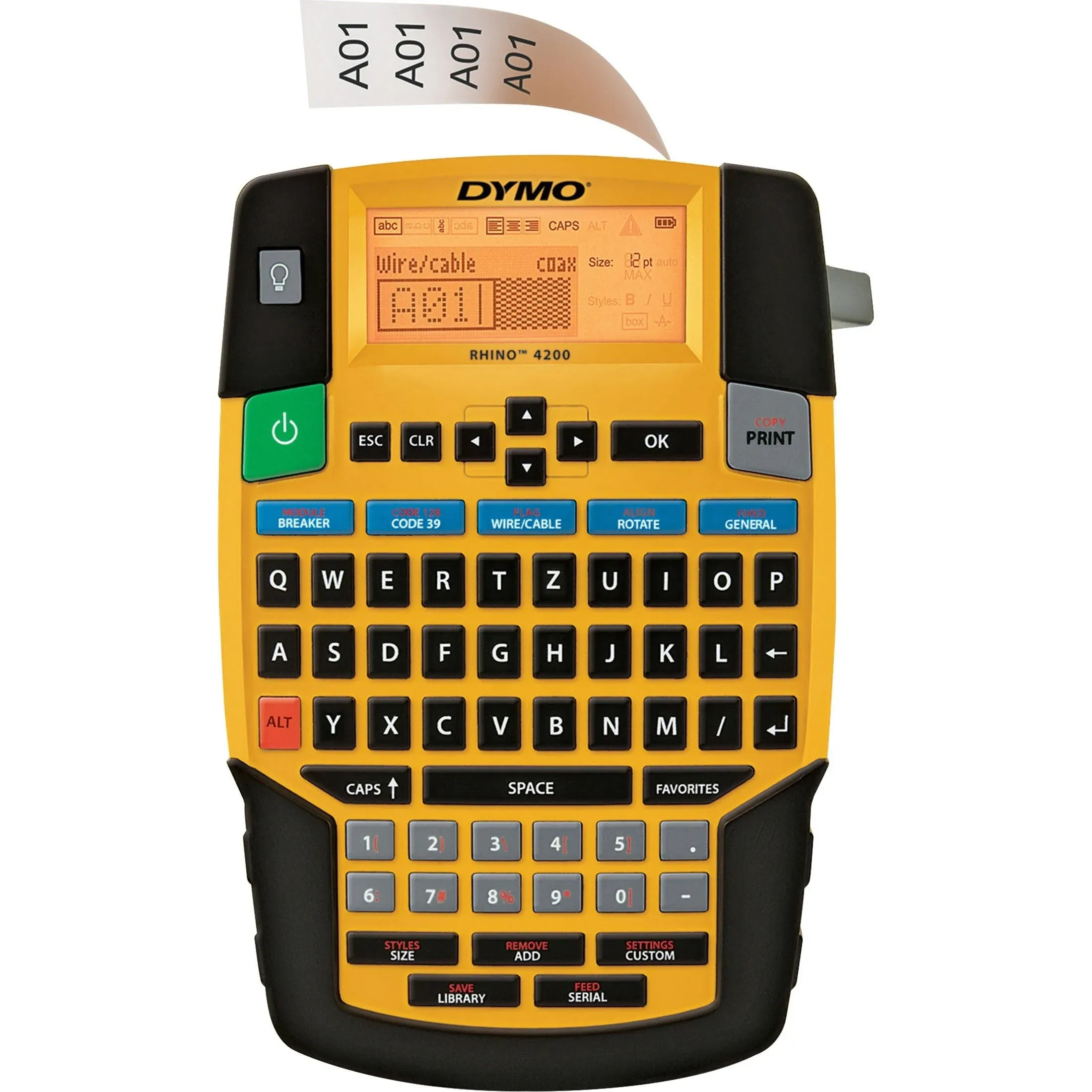 DYMO® Rhino 4200 Basic Industrial Handheld Label Maker, 1 Line, 4 3/50x8 23/50x2 6/25