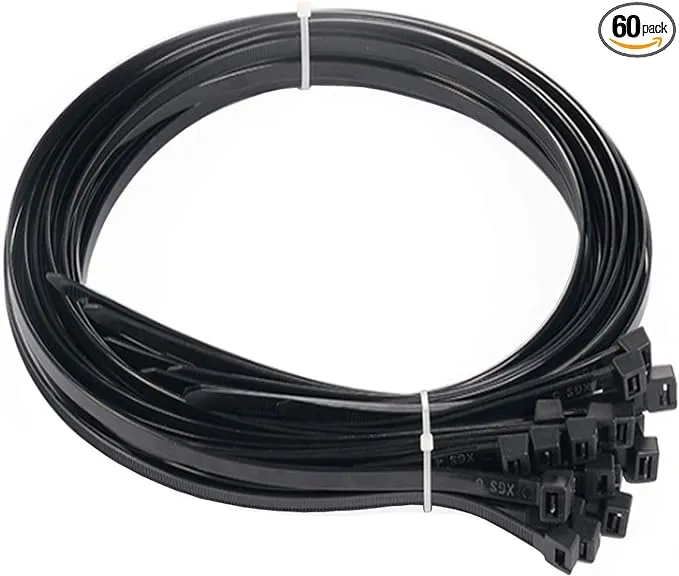 Long Zip ties Heavy duty 20 inch Black Cable ties wraps 60 pieces pack Industrial quality Large Plastic ties