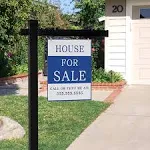 Vinyl PVC Black Real Estate Sign Post with Flat Cap 6ft. Realtor Yard Sign Post, 36" Arm Holds Up to 24" Sign(No Sign)