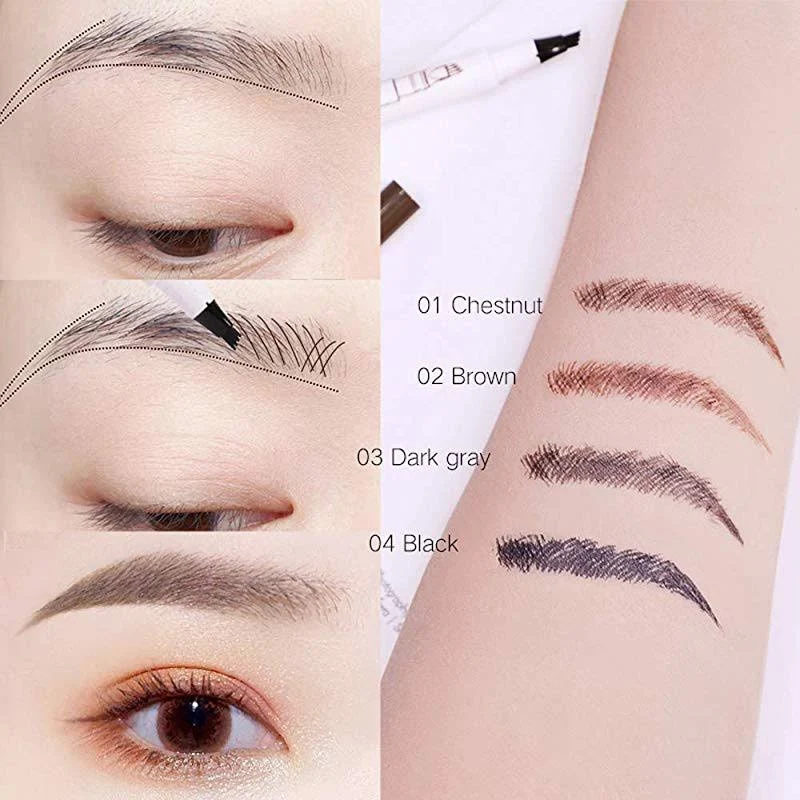 Eyebrow Pen,moonkong 4 Point Eyebrow Pencil Waterproof Eye Brown Makeu