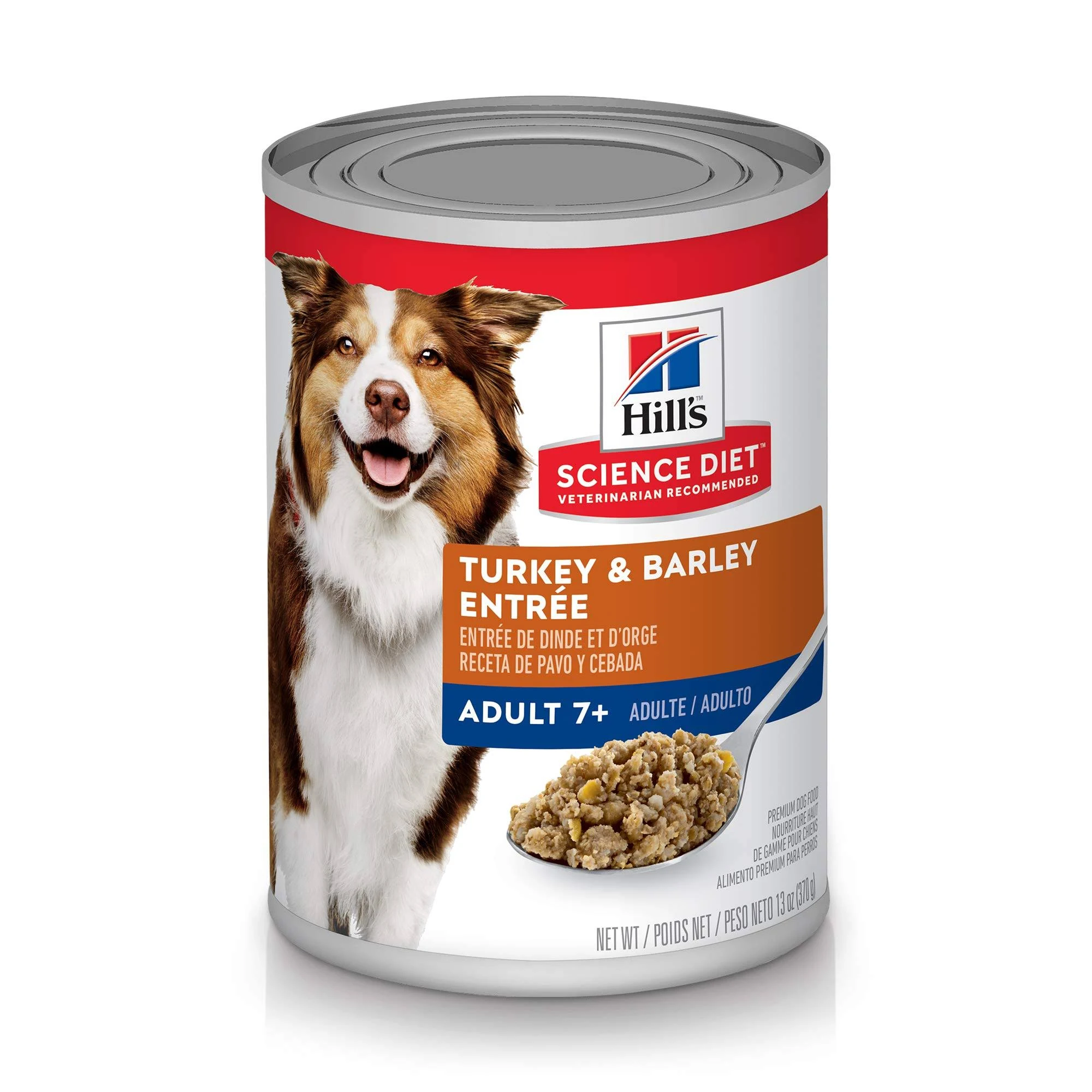 Hill's Science Diet Adult 7+, Senior Adult 7+ Premium Nutrition, Wet Dog Food, Turkey & Barley Loaf, 13 oz Can, Case of 12