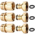 Maofa 3sets Garden Hose Quick Connector 3/4 inch GHT Brass Easy Connect Fitting - Quick Disconnect Hose Fittings male and Female (3pair)