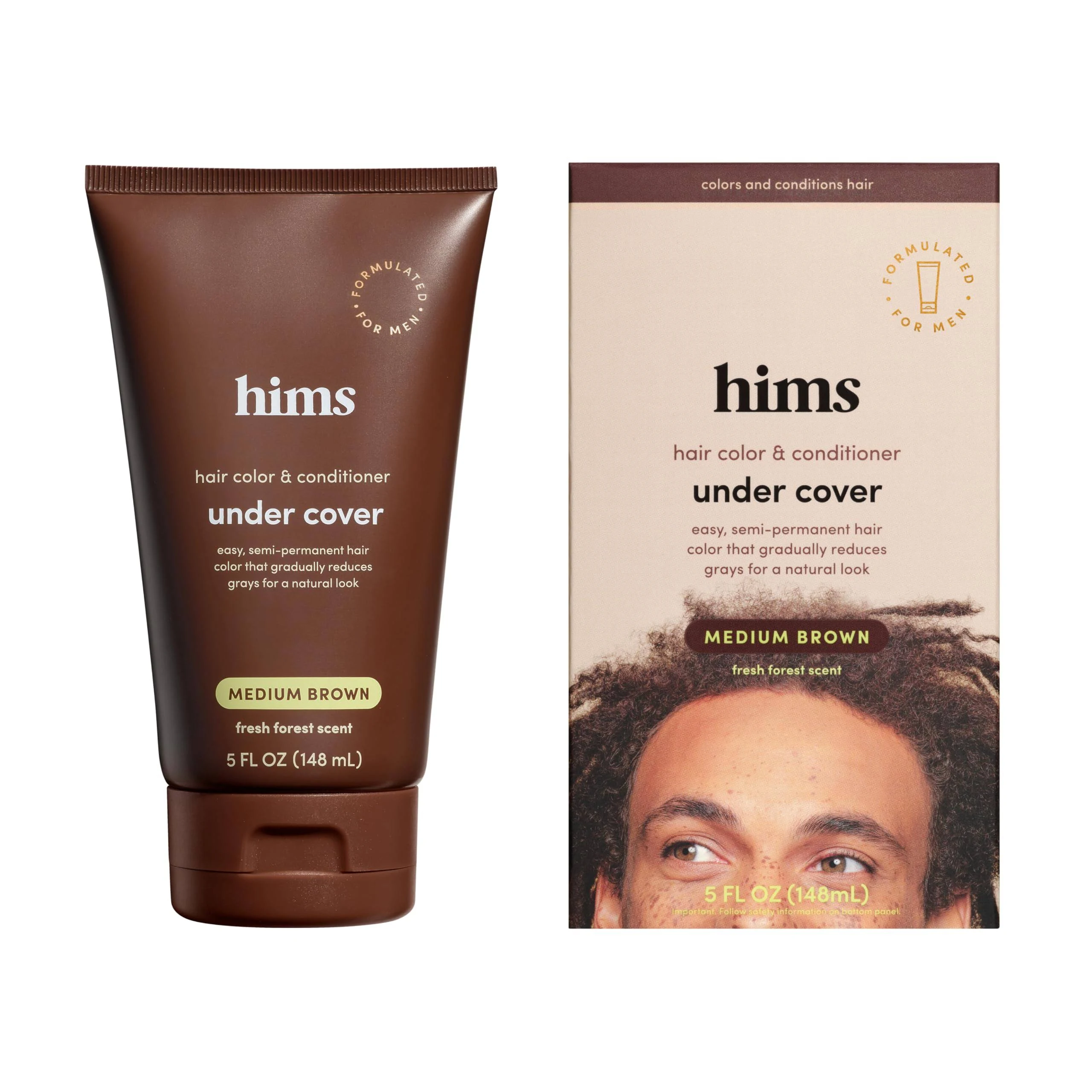 Hims Under Cover Hair Color & Conditioner Medium Brown 5 fl oz