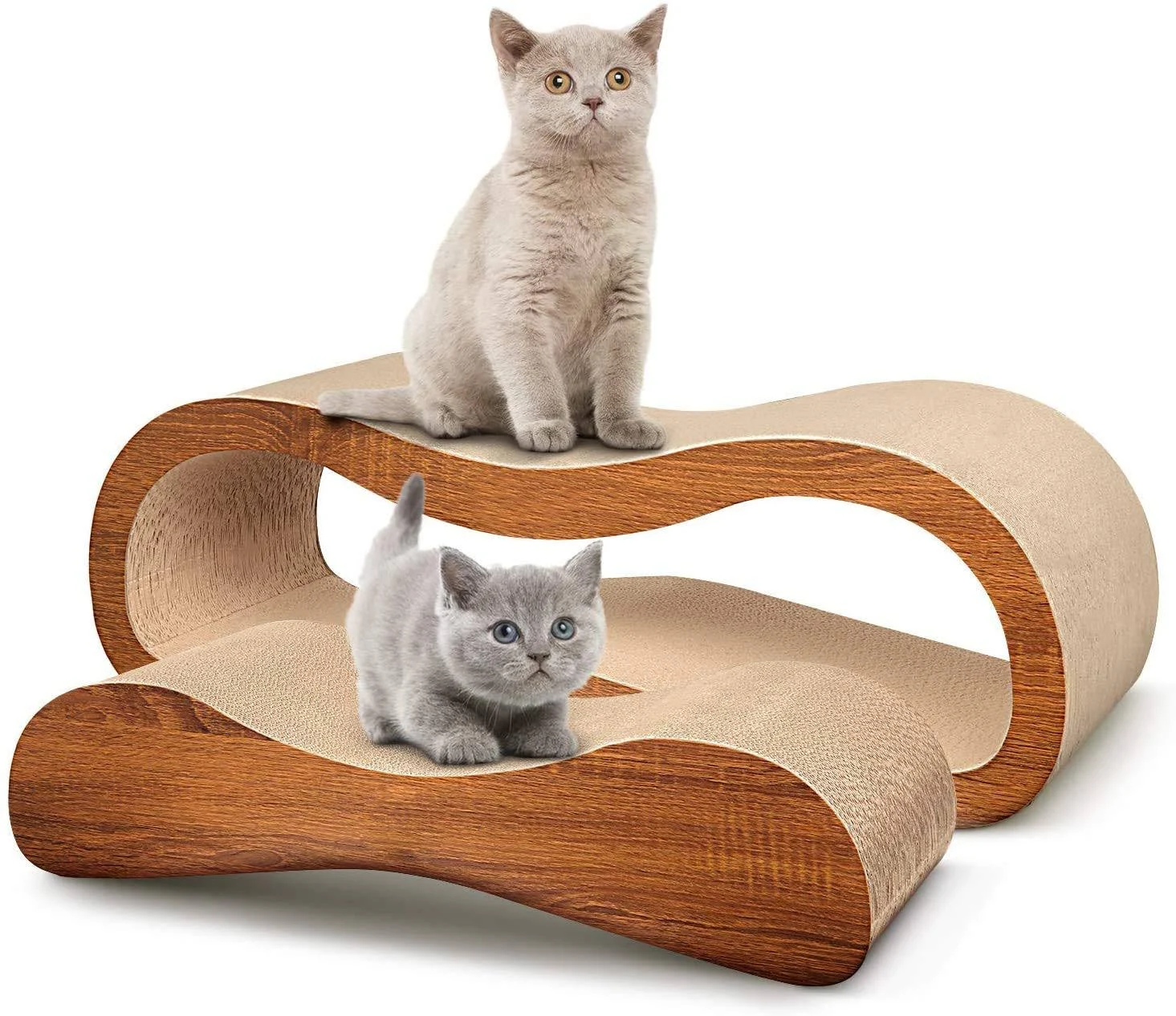 Fluffydream 2 in 1 Cat Scratcher Cardboard Lounge Bed, Cat Scratching Board ...