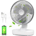 CONBOLA Small Oscillating Desk Fan 9&#034; Portable Table Fan Rechargeable USB Bat...