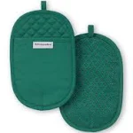 KitchenAid Asteroid Pot Holder 2-Pack Set, Pebbled Palm Green, 6.5"x10"