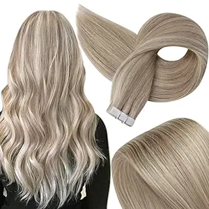 Fshine Tape in Hair Extensions Human Hair 14 inch Highlighted Blonde Tape in Hair ...