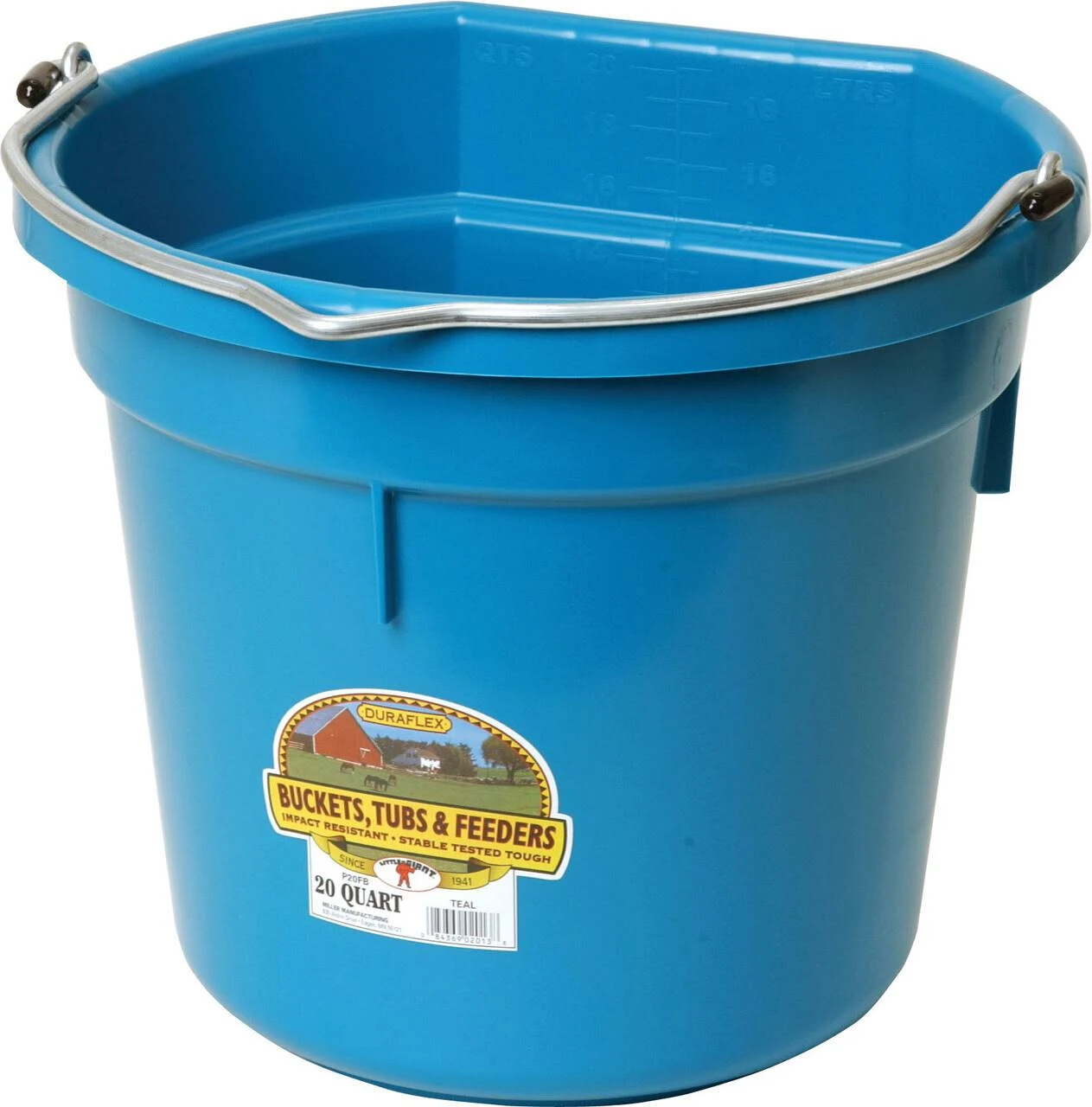 Flat Back Plastic Bucket Blue - 20 qt