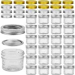 VERONES Mini Mason Jars With Regular Lids, 4 oz , Ideal for Jam, Honey, Weddi...